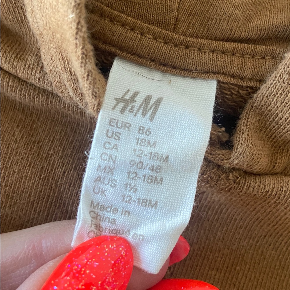 H&M baby boy khaki sweat suit pants and hoodie sweatshirt set 18 months - Picture 12 of 15